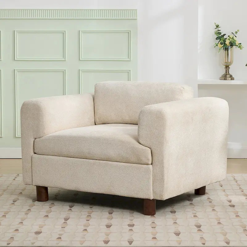 45.5 Woven Velvet Fabric Accent Chair with High-Density Cushion