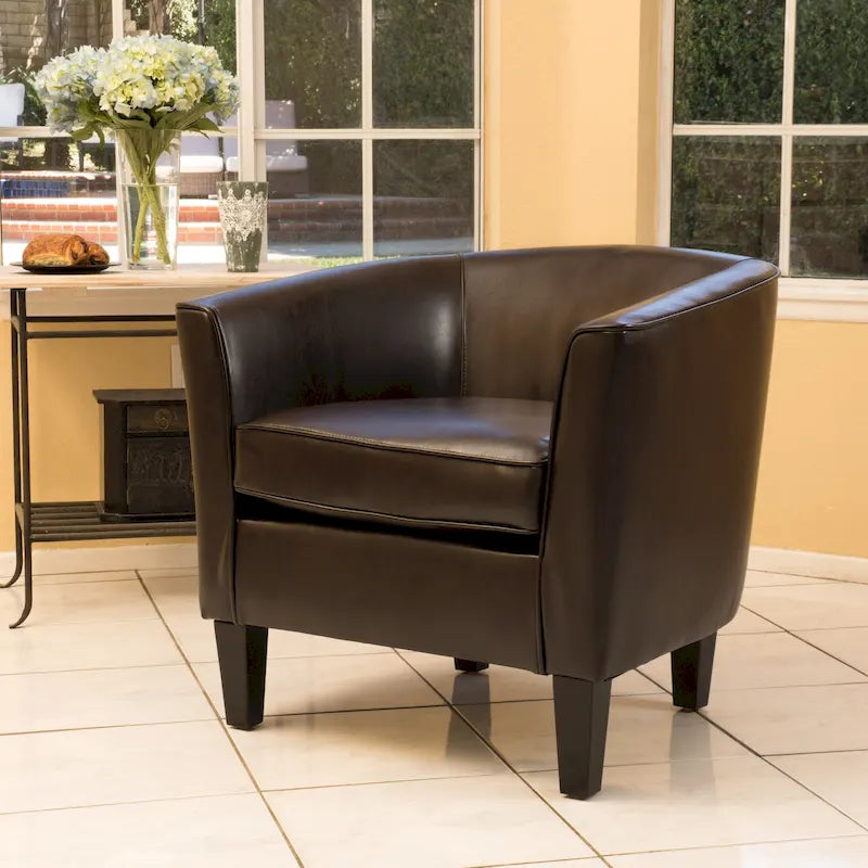 28.75-Inch PU Upholstered Club Chair with Birch Wood Legs