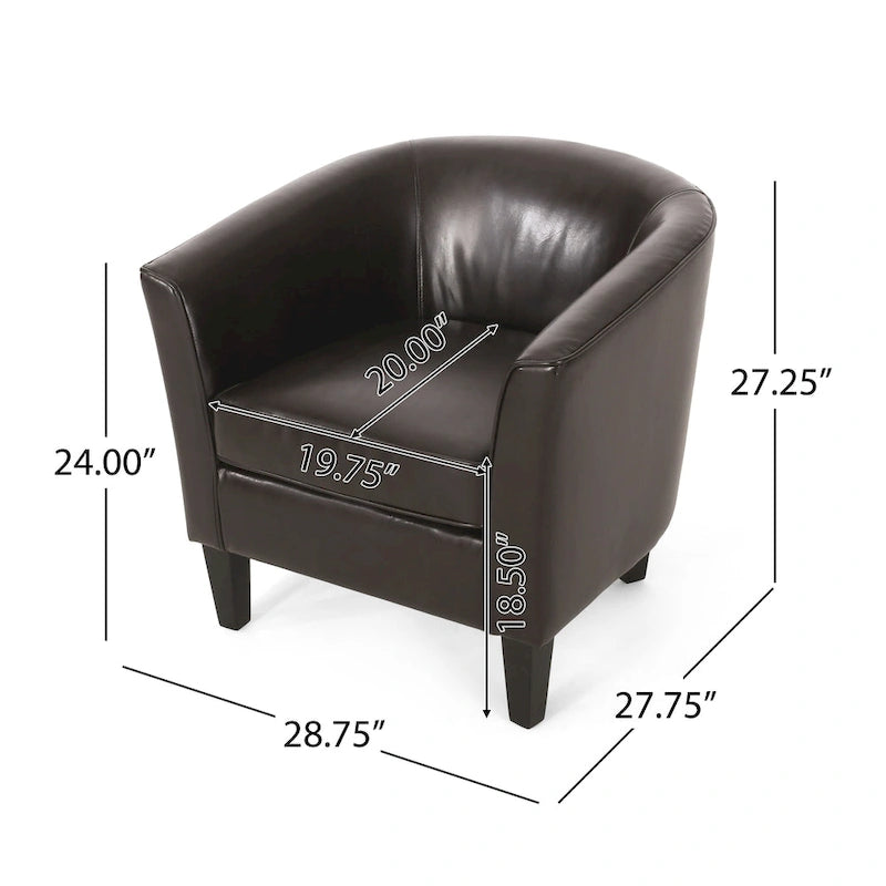 28.75-Inch PU Upholstered Club Chair with Birch Wood Legs