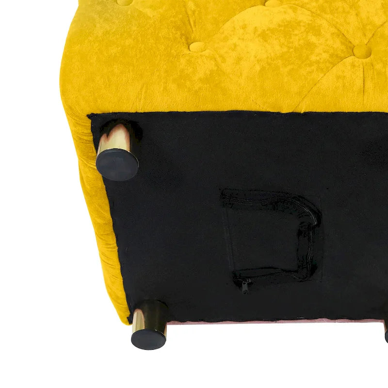 Modern Velvet Upholstered Square Tufted Ottoman by GDFStudio