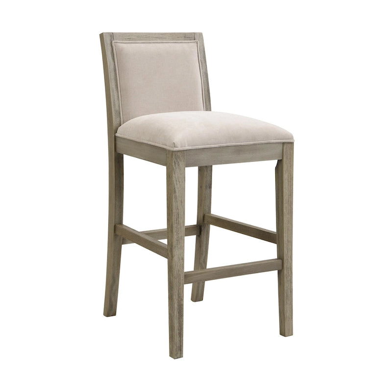 Retro Bar Stools, Set of 2 Upholstered 30.5" Bar Height Chairs with Fabric Cushion and Wood Frame
