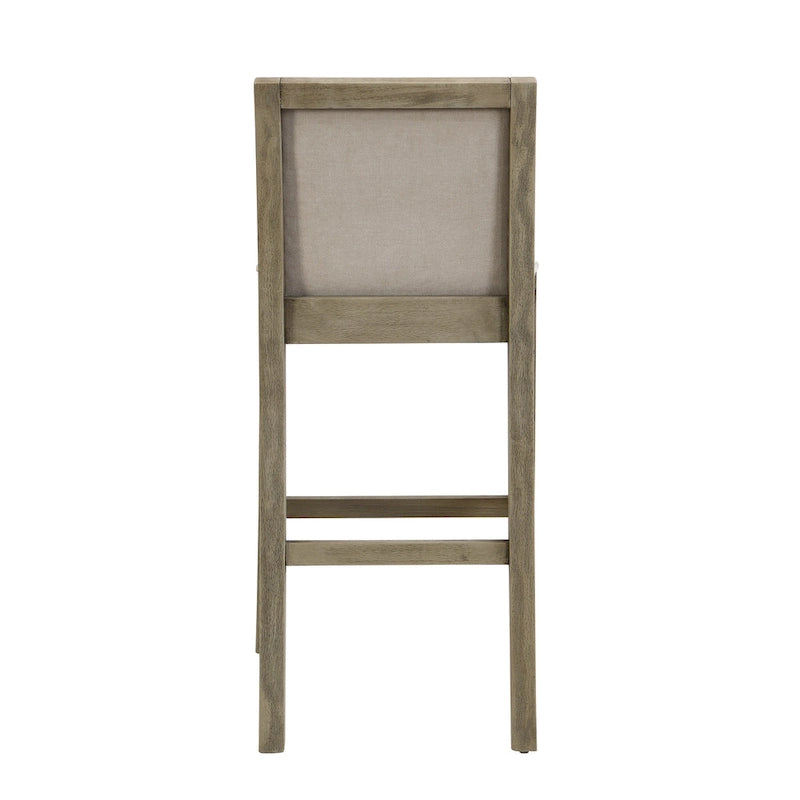 Retro Bar Stools, Set of 2 Upholstered 30.5" Bar Height Chairs with Fabric Cushion and Wood Frame