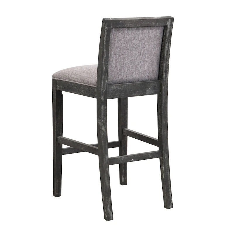 Retro Bar Stools, Set of 2 Upholstered 30.5" Bar Height Chairs with Fabric Cushion and Wood Frame