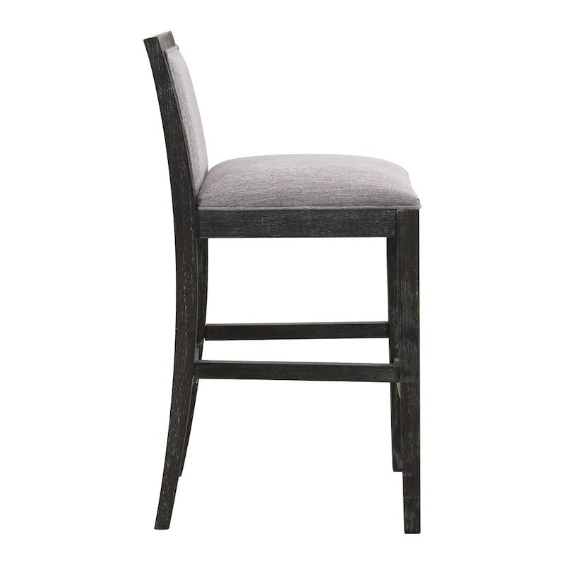 Retro Bar Stools, Set of 2 Upholstered 30.5" Bar Height Chairs with Fabric Cushion and Wood Frame
