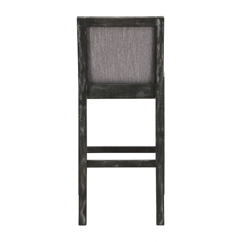 Retro Bar Stools, Set of 2 Upholstered 30.5" Bar Height Chairs with Fabric Cushion and Wood Frame