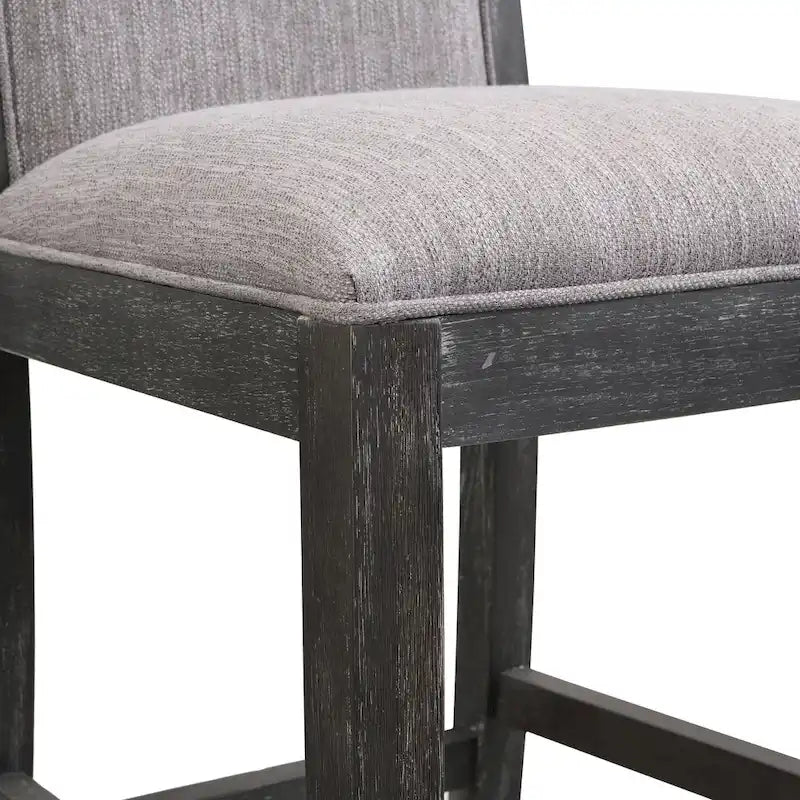 Retro Bar Stools, Set of 2 Upholstered 30.5" Bar Height Chairs with Fabric Cushion and Wood Frame