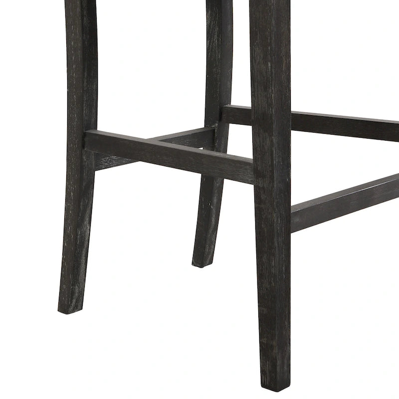 Retro Bar Stools, Set of 2 Upholstered 30.5" Bar Height Chairs with Fabric Cushion and Wood Frame