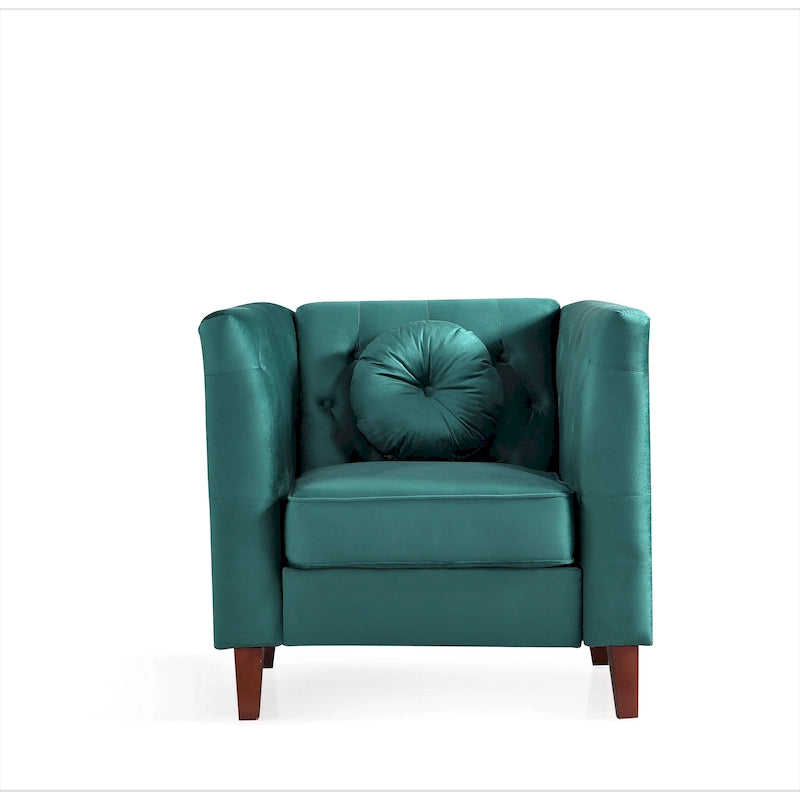 Velvet Classic Chesterfield Chair with Solid Wood Legs
