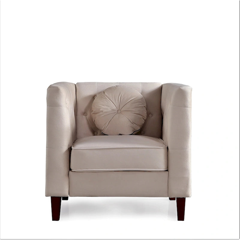 Velvet Classic Chesterfield Chair with Solid Wood Legs