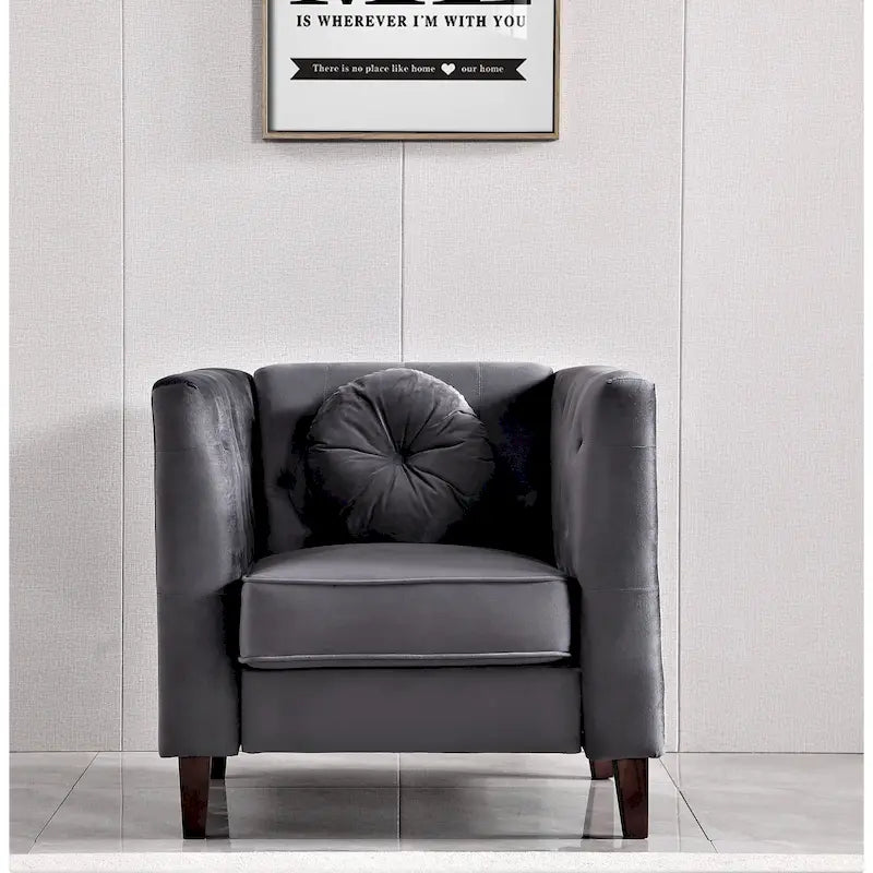 Velvet Classic Chesterfield Chair with Solid Wood Legs