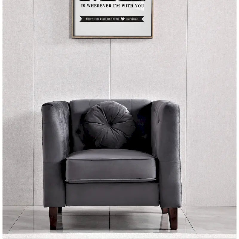 Velvet Classic Chesterfield Chair with Solid Wood Legs