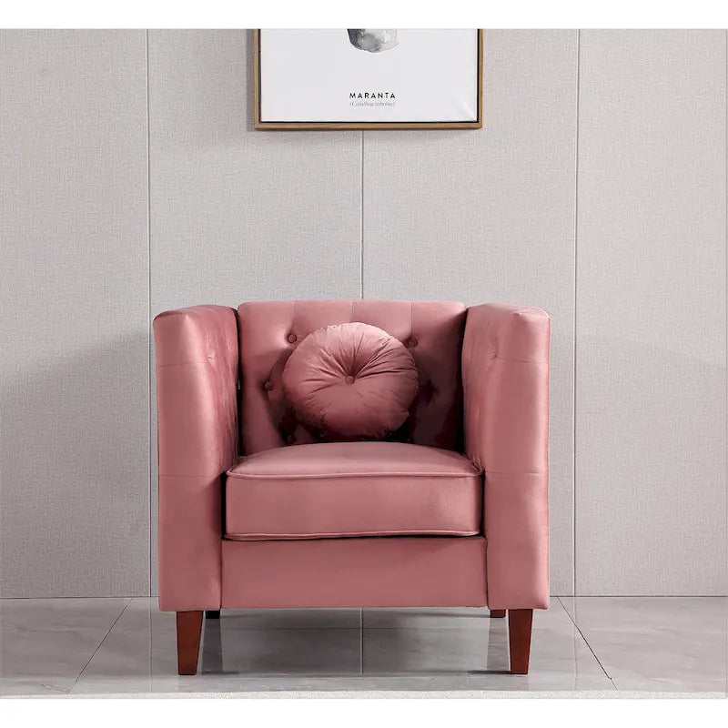 Velvet Classic Chesterfield Chair with Solid Wood Legs