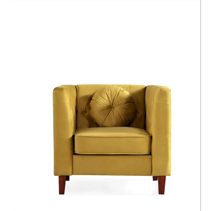 Velvet Classic Chesterfield Chair with Solid Wood Legs