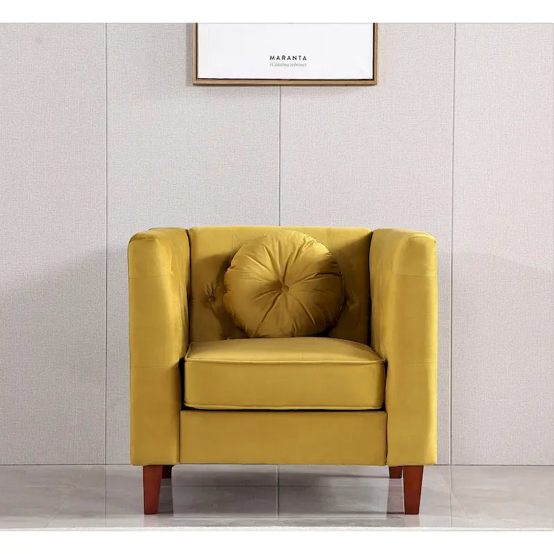Velvet Classic Chesterfield Chair with Solid Wood Legs