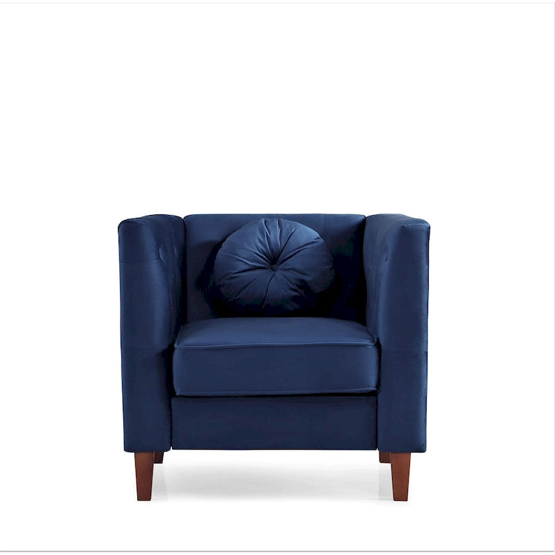 Velvet Classic Chesterfield Chair with Solid Wood Legs