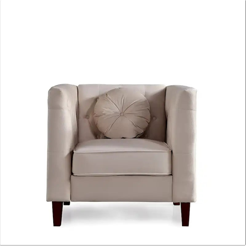 Velvet Classic Chesterfield Chair with Solid Wood Legs