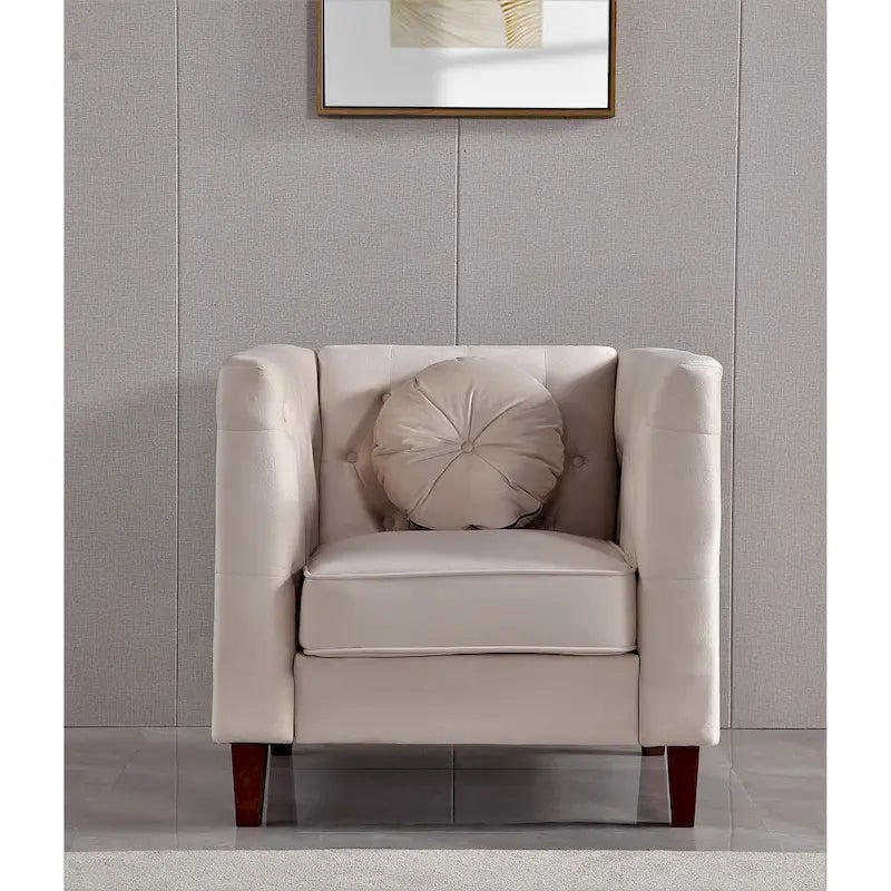 Velvet Classic Chesterfield Chair with Solid Wood Legs