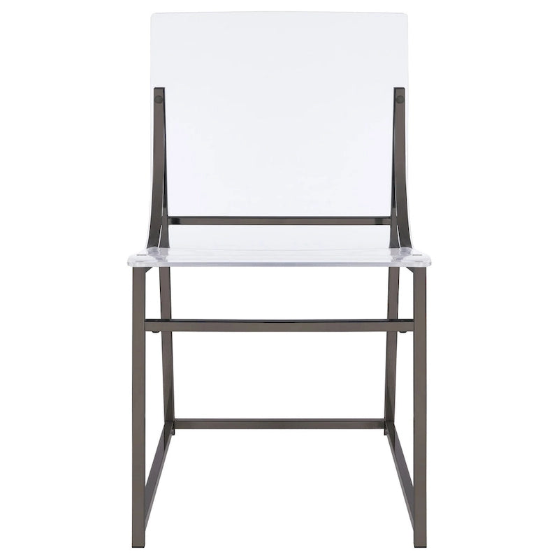 Dino Dining Chair Set of 2, Clear Acrylic Seat, Back, Black Nickel, 18 Inch