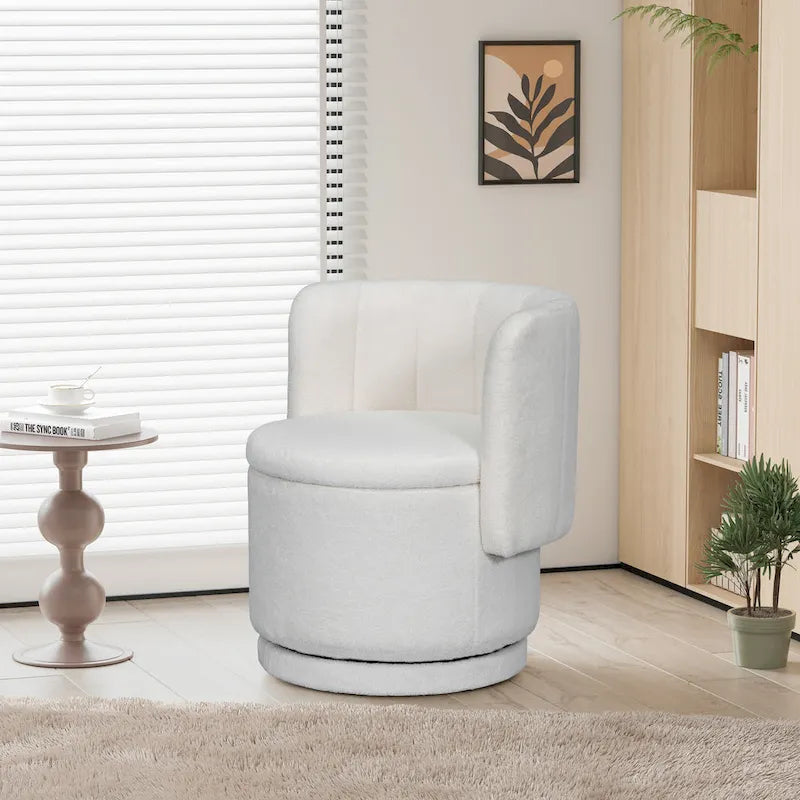 Boucle Fabric Swivel Accent Chair wStorage Space,for Living Room,Gray