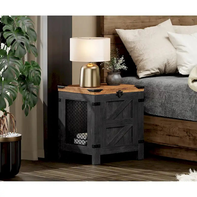 Lift Top End Table / Nightstand with Rustic Lock
