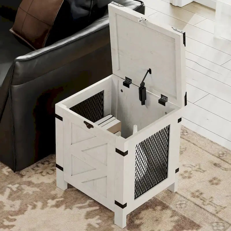 Lift Top End Table / Nightstand with Rustic Lock