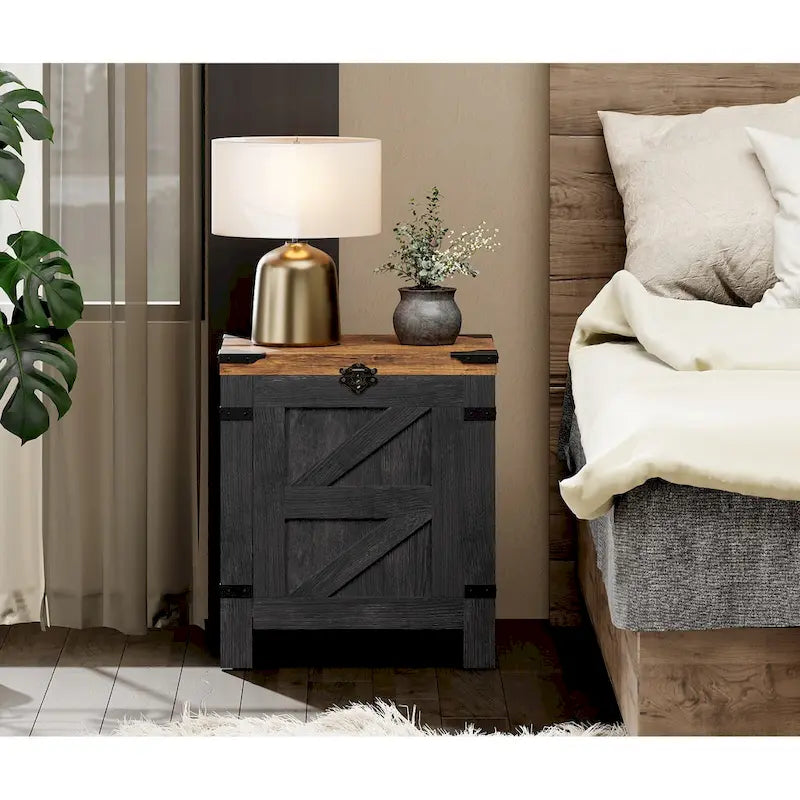 Lift Top End Table / Nightstand with Rustic Lock
