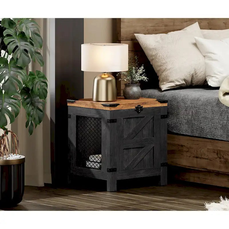 Lift Top End Table / Nightstand with Rustic Lock