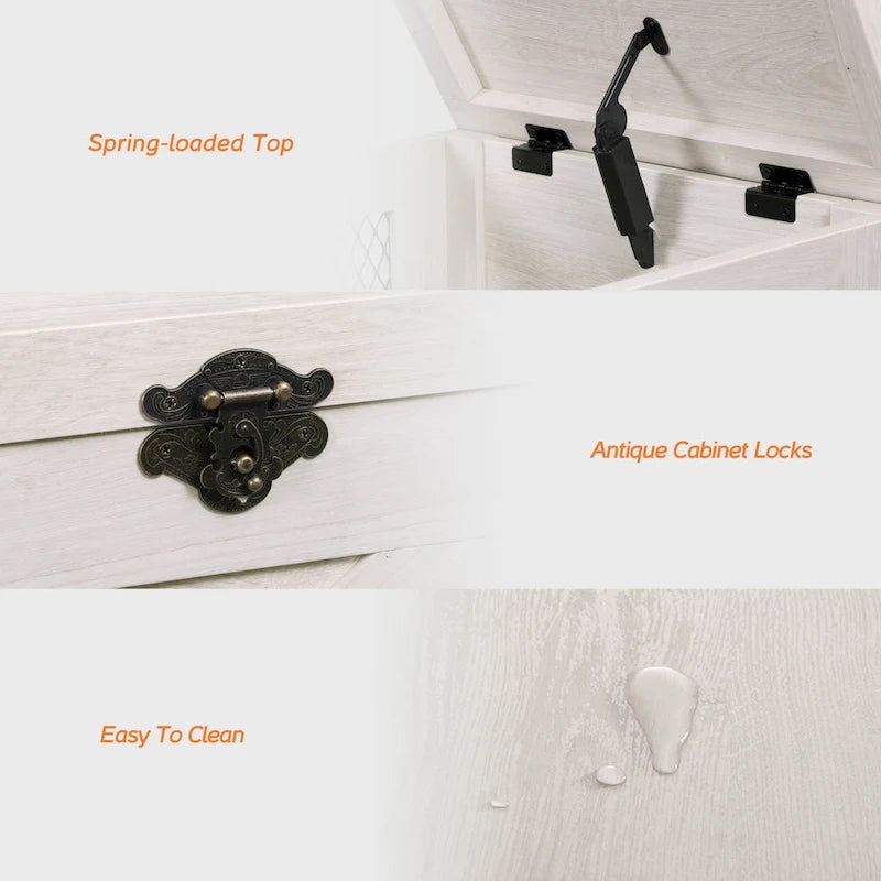Lift Top End Table / Nightstand with Rustic Lock