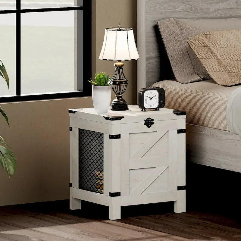 Lift Top End Table / Nightstand with Rustic Lock