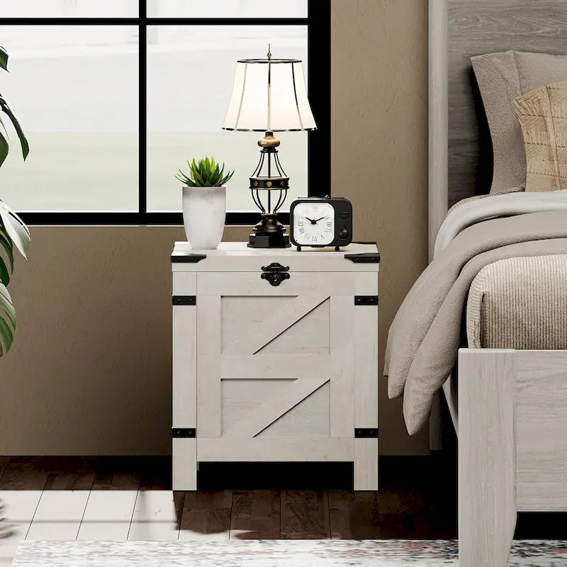 Lift Top End Table / Nightstand with Rustic Lock