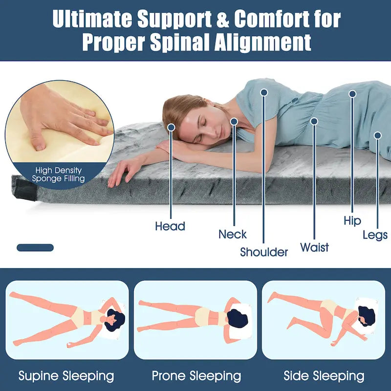 72-Inch Lightweight Roll-Up Portable Memory Foam Travel Mattress