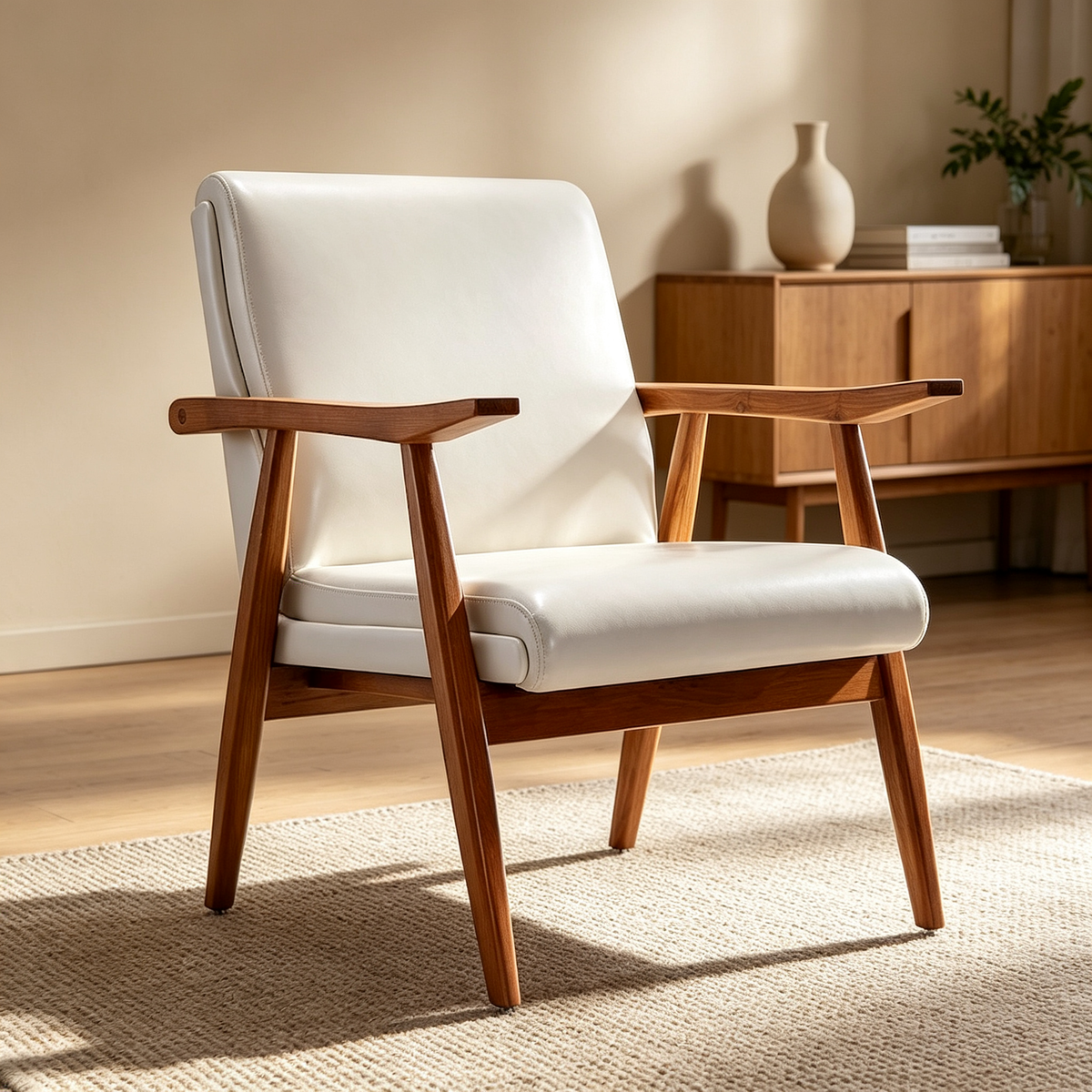 Faux Leather Mid-Century Modern Accent Chair