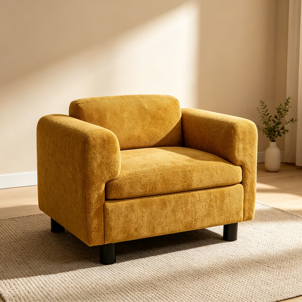 45.5 Woven Velvet Fabric Accent Chair with High-Density Cushion
