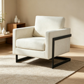 Contemporary Cream & Black Fabric Accent Chair