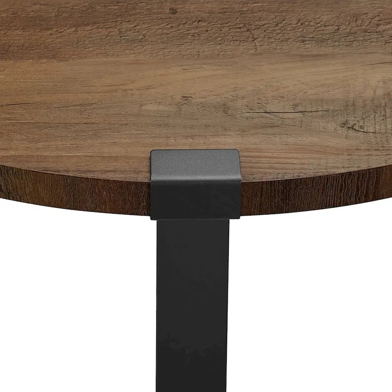 Round Metal Wrap Coffee Table with Industrial X-Cross Base