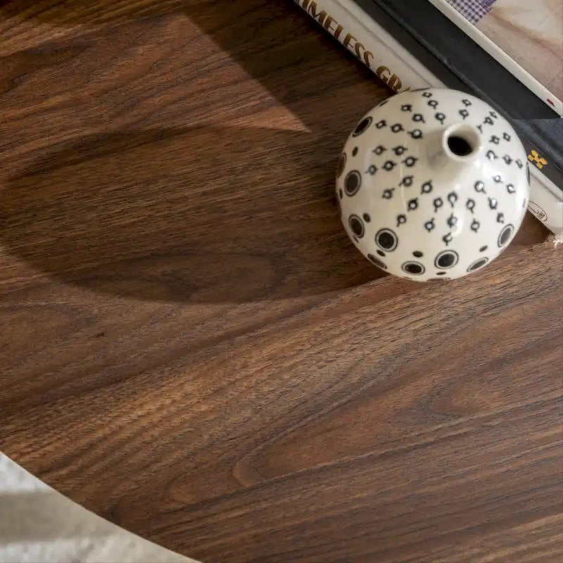 Round Metal Wrap Coffee Table with Industrial X-Cross Base