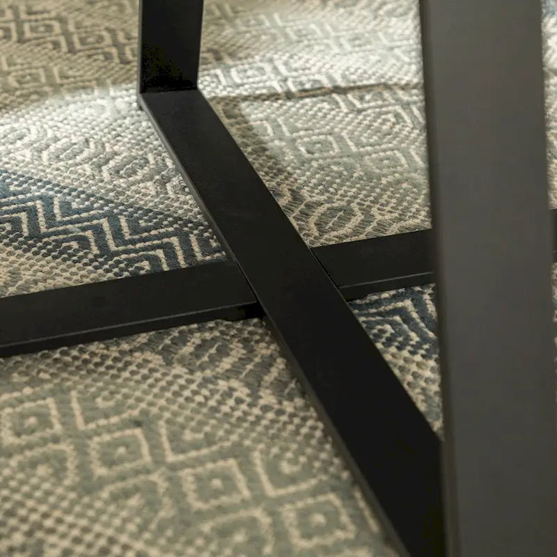 Round Metal Wrap Coffee Table with Industrial X-Cross Base