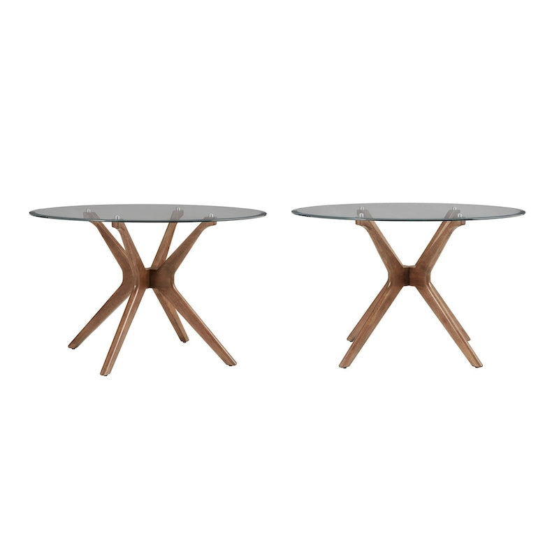 Sylvestria Mid-Century Walnut Finish Round Dining Table