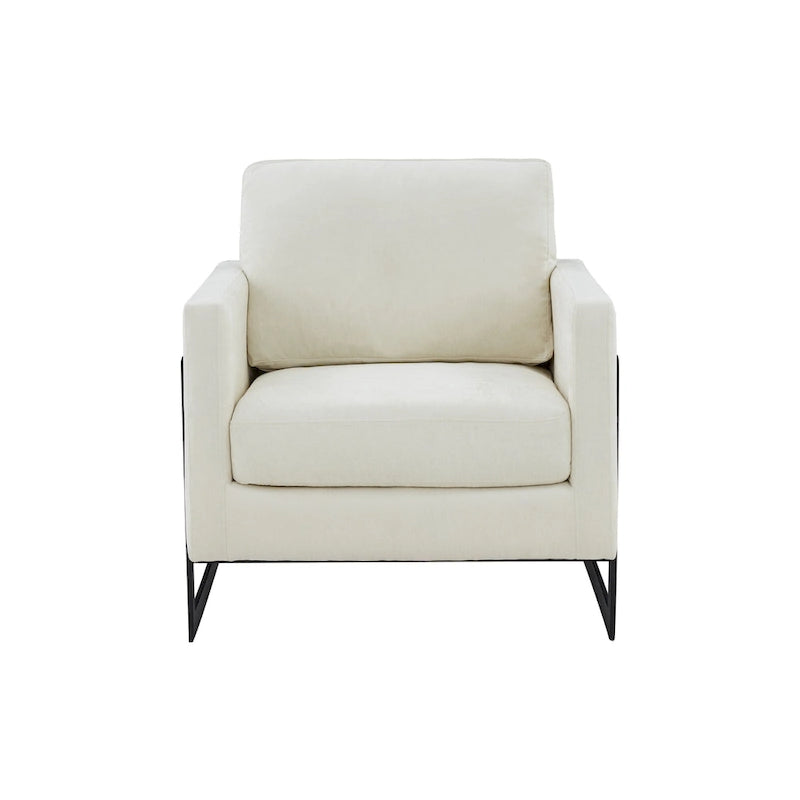 Modrest Prince Contemporary Cream & Black Fabric Accent Chair