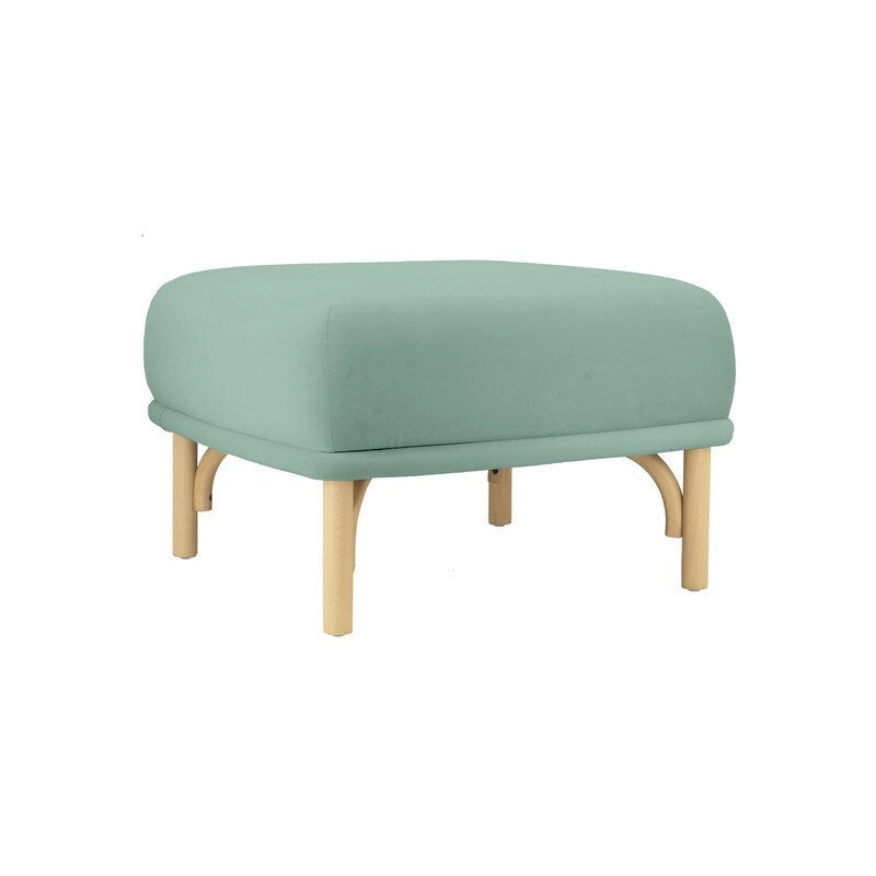 Velvet Ottoman with Solid Beech Wood Legs