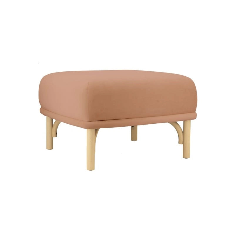 Velvet Ottoman with Solid Beech Wood Legs