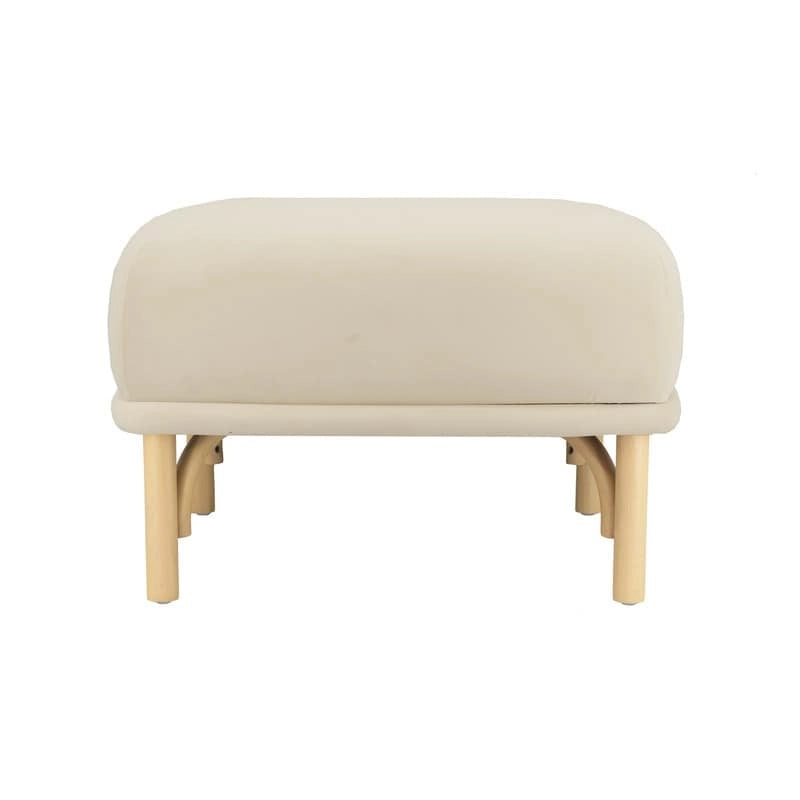 Velvet Ottoman with Solid Beech Wood Legs