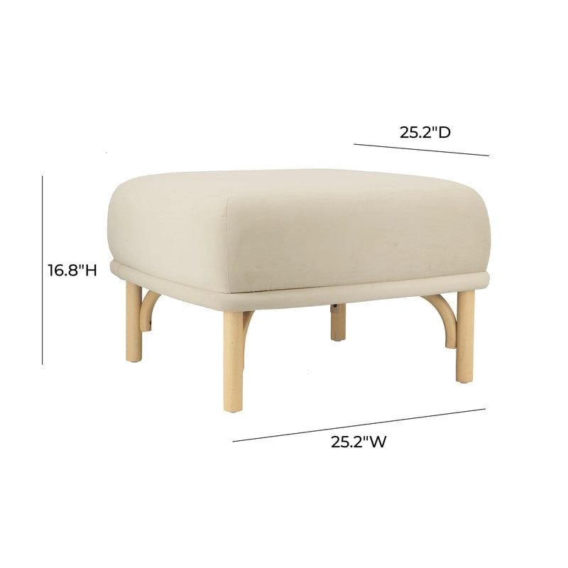 Velvet Ottoman with Solid Beech Wood Legs