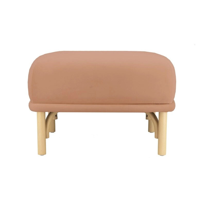 Velvet Ottoman with Solid Beech Wood Legs