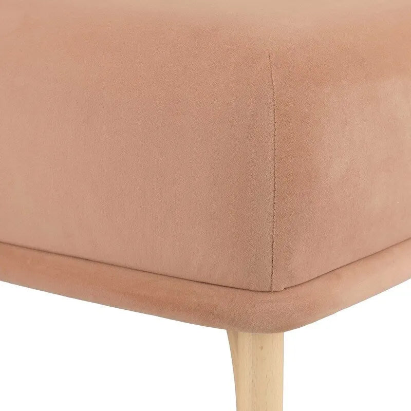 Velvet Ottoman with Solid Beech Wood Legs