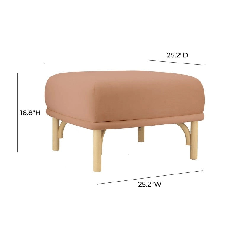 Velvet Ottoman with Solid Beech Wood Legs