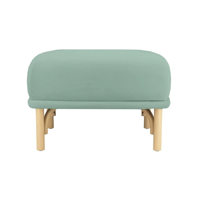 Velvet Ottoman with Solid Beech Wood Legs