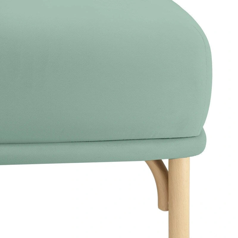 Velvet Ottoman with Solid Beech Wood Legs