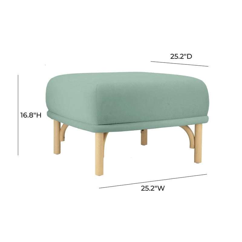Velvet Ottoman with Solid Beech Wood Legs