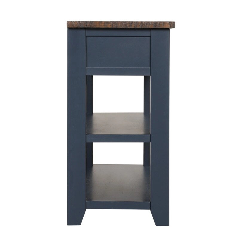 48 Solid Pine Wood Top Console Table, Modern Entryway Sofa Side Table with 3 Storage Drawers and 2 Shelves. Easy to Assemble